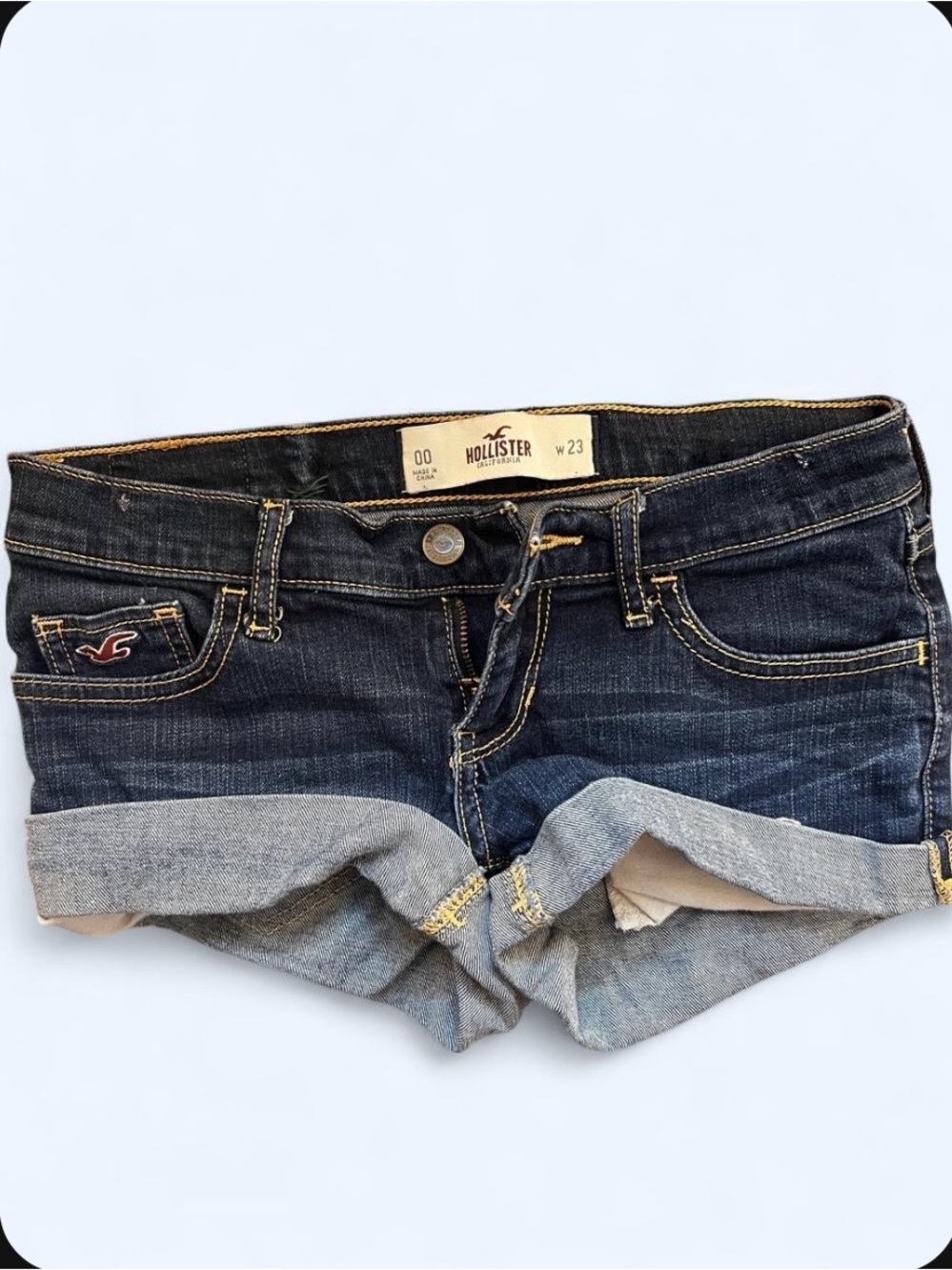 Hollister Dark Indigo Cuffed Denim Shorts